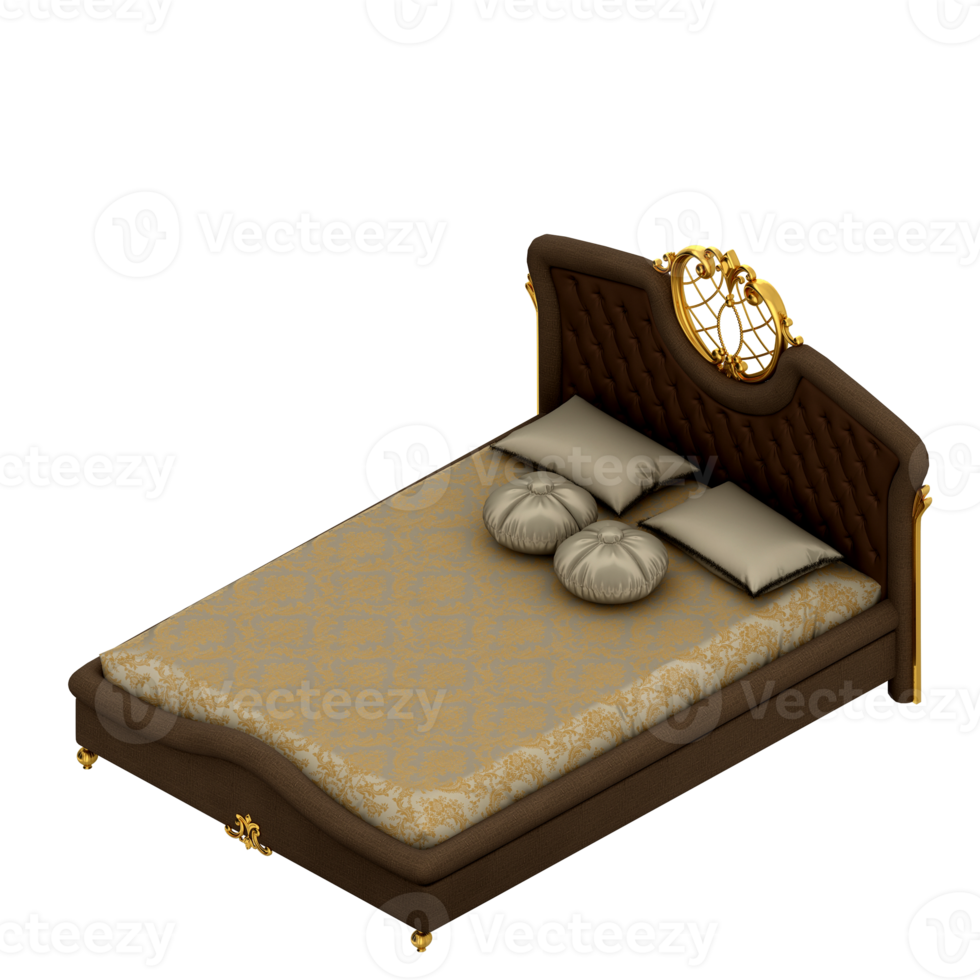 Isometric Bedroom 3D render png