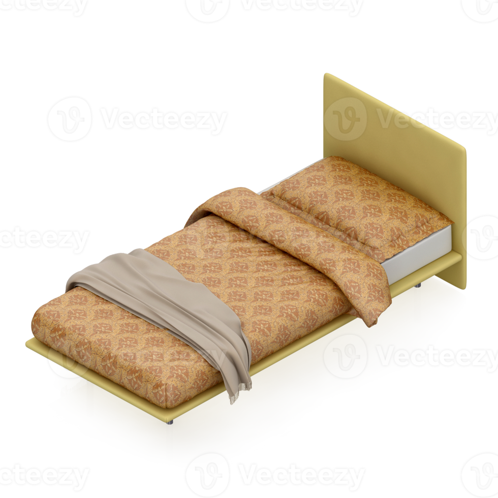 Isometric Bedroom 3D render png