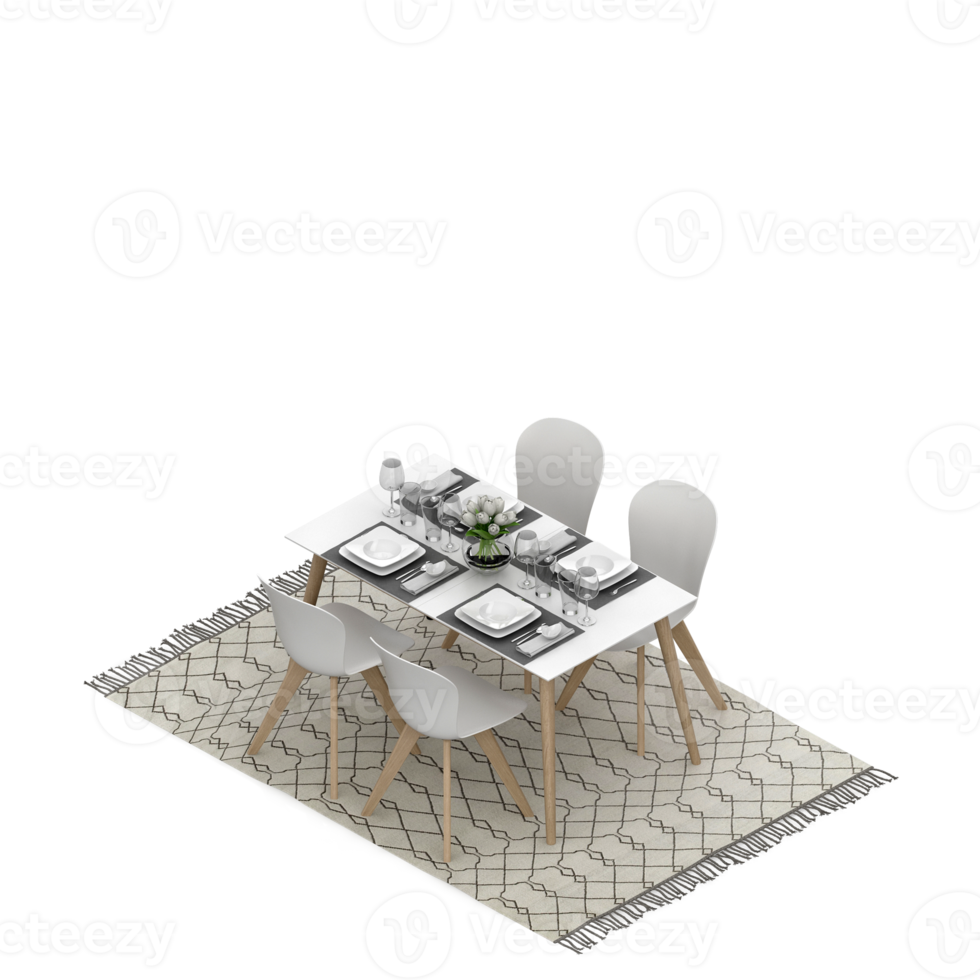 isometrische tafel reeks 3d geven png