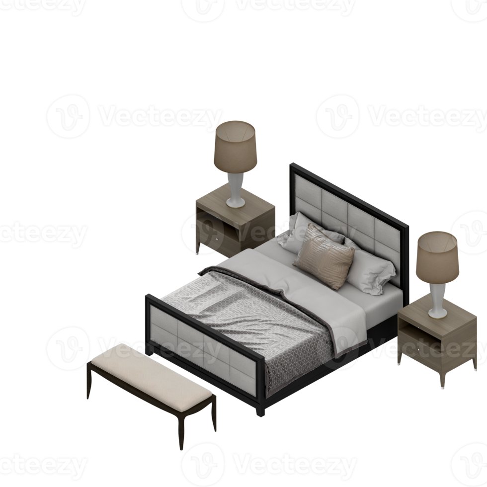 renderização 3d de quarto isométrico png