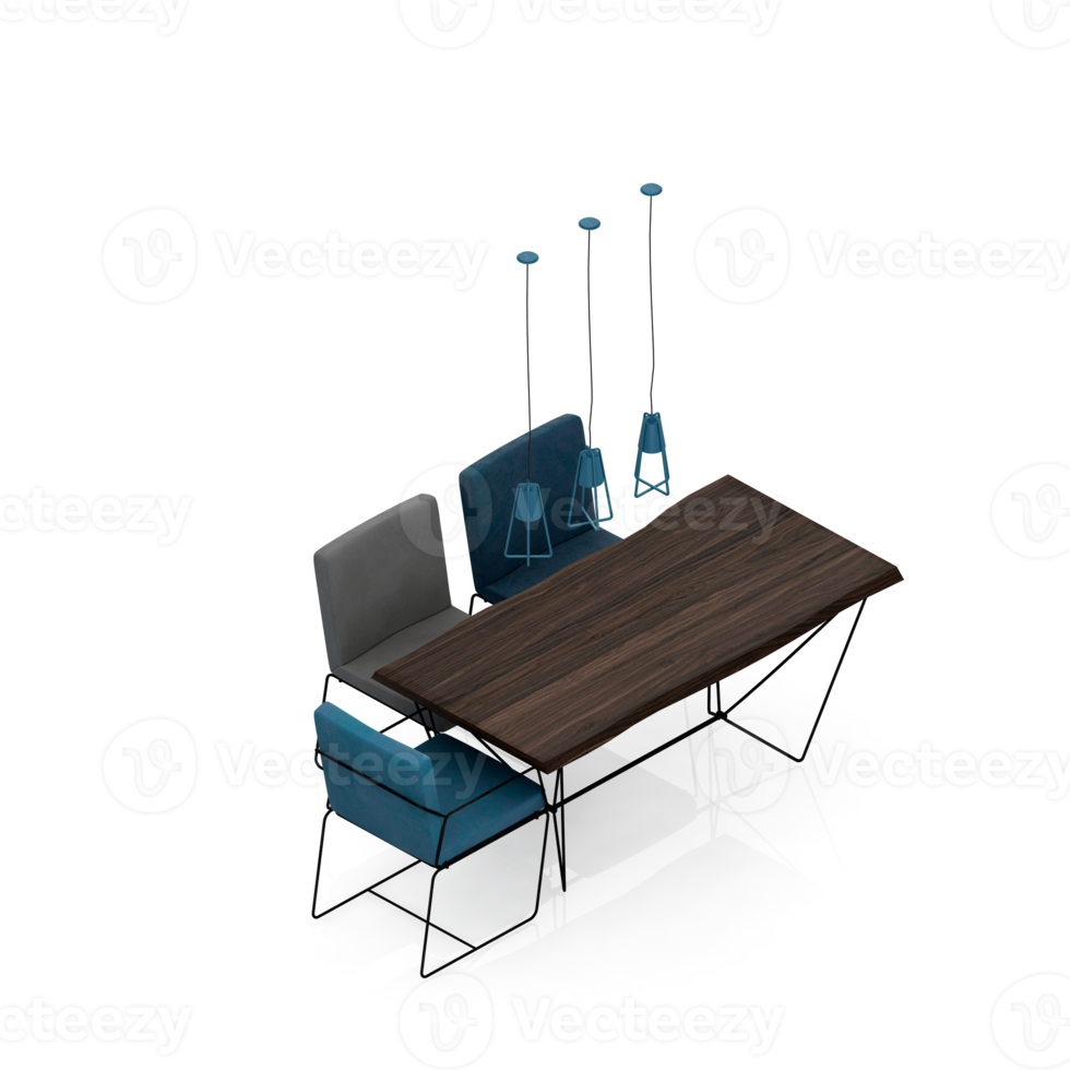 Isometric Table Set 3D render png