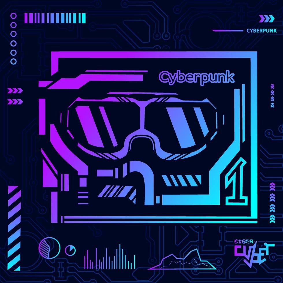 Cyberpunk design with dark background. Abstract technology vector illustration.