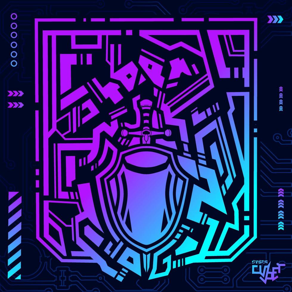 Cyberpunk design with dark background. Abstract technology vector illustration.