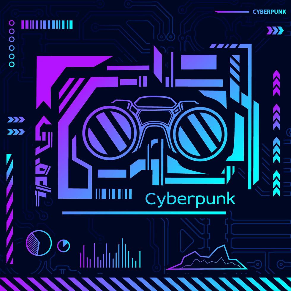 Cyberpunk design with dark background. Abstract technology vector illustration.