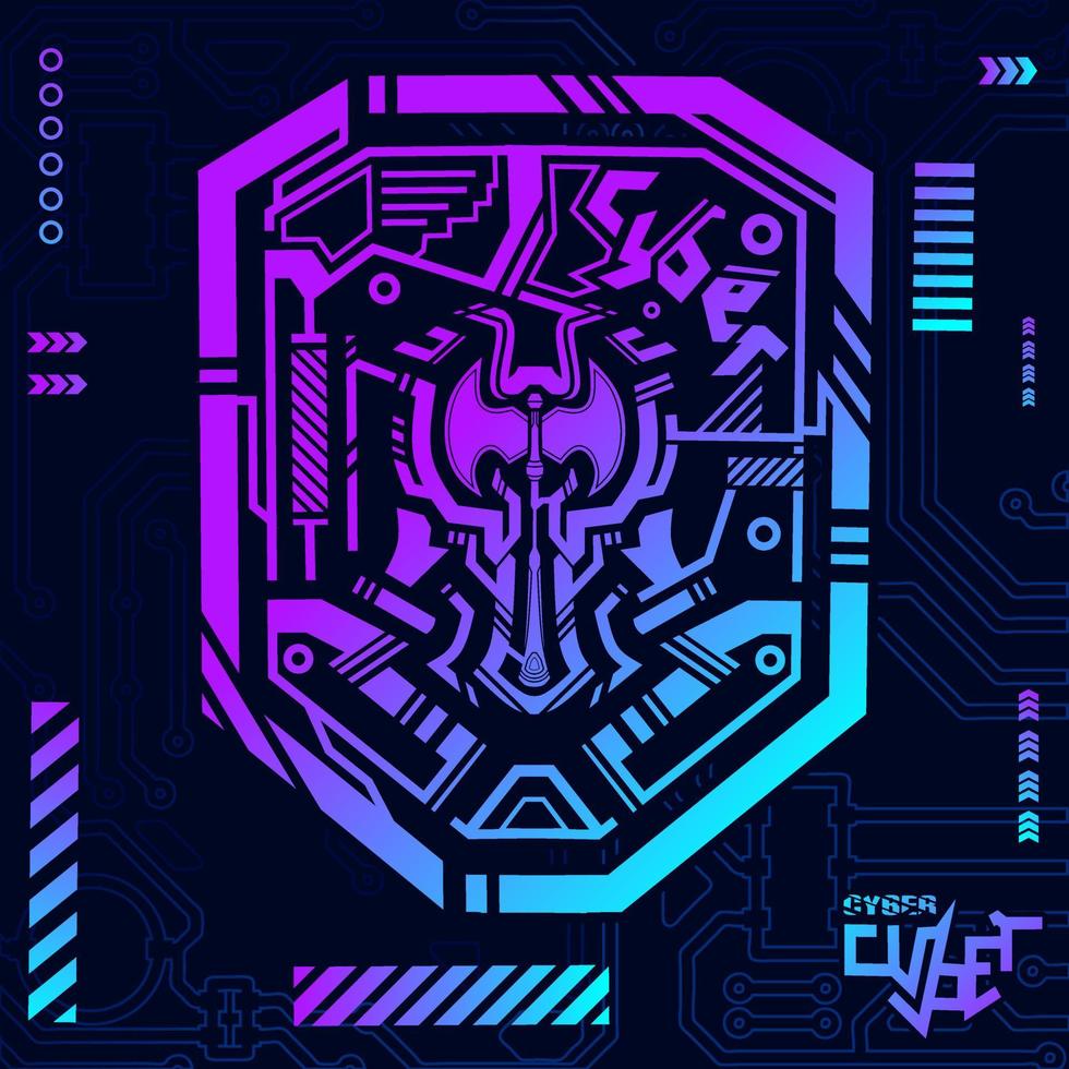 Cyberpunk design with dark background. Abstract technology vector illustration.