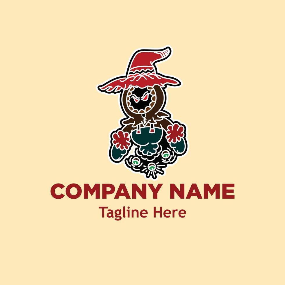 scarecrow halloween logo design template vector