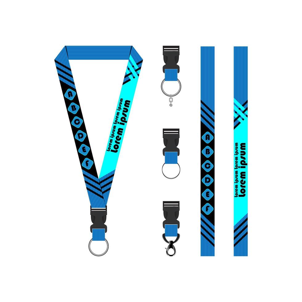 Blue Line Lanyard Template Set vector