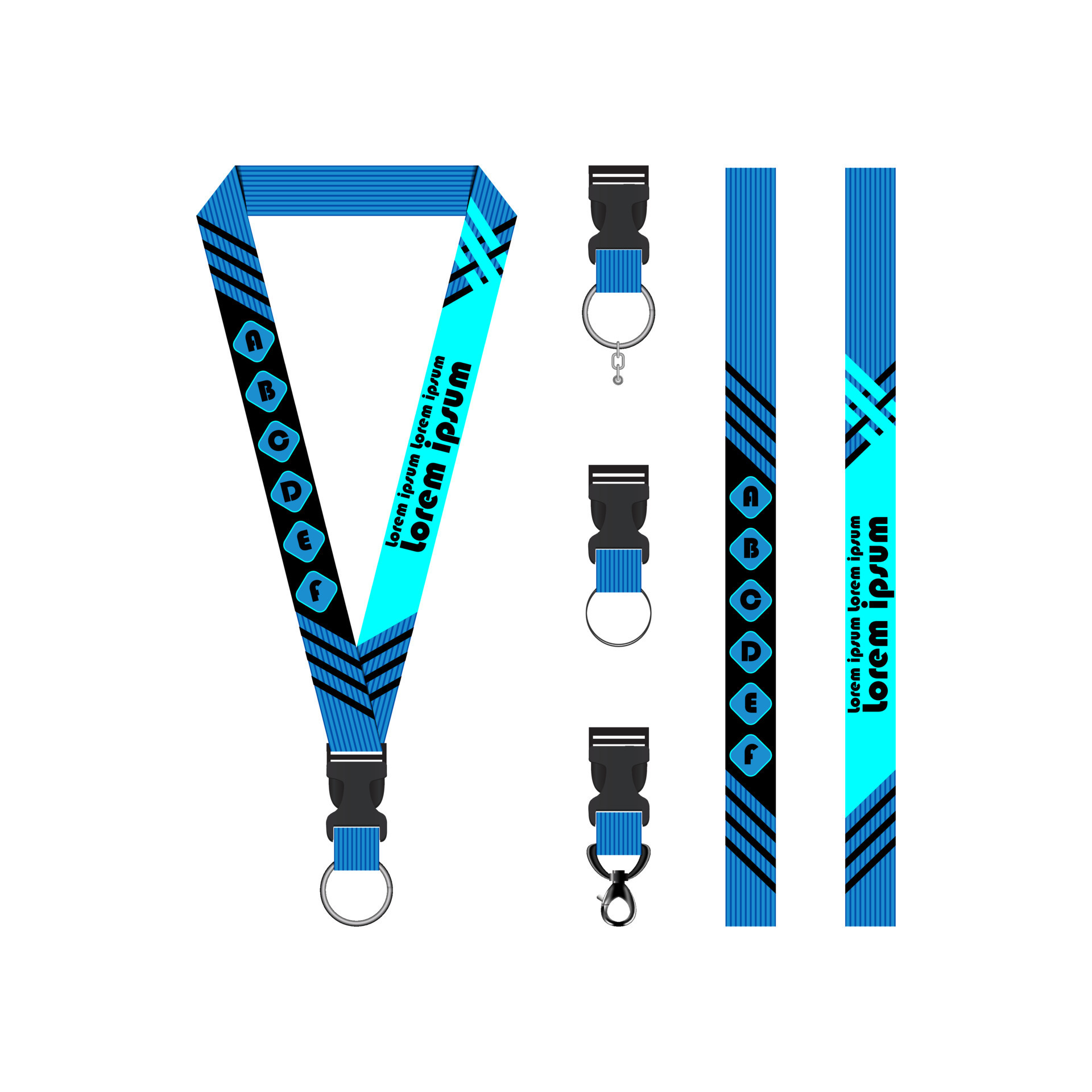 Blue Line Lanyard Template Set 14173208 Vector Art At Vecteezy