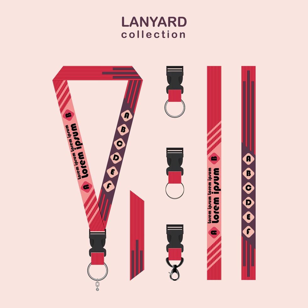 Magenta Line Lanyard Template Set vector