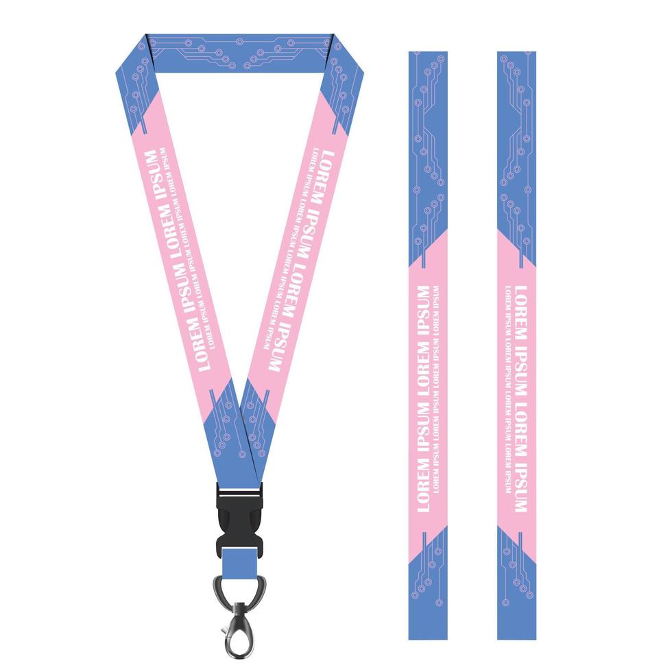 Blue Pink Technology Lanyard Template vector