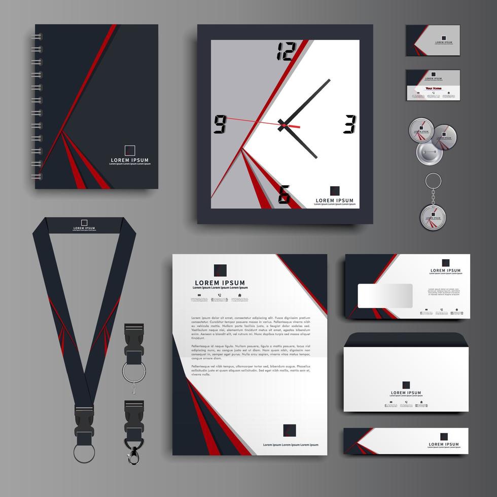 Red professional business branding set vector