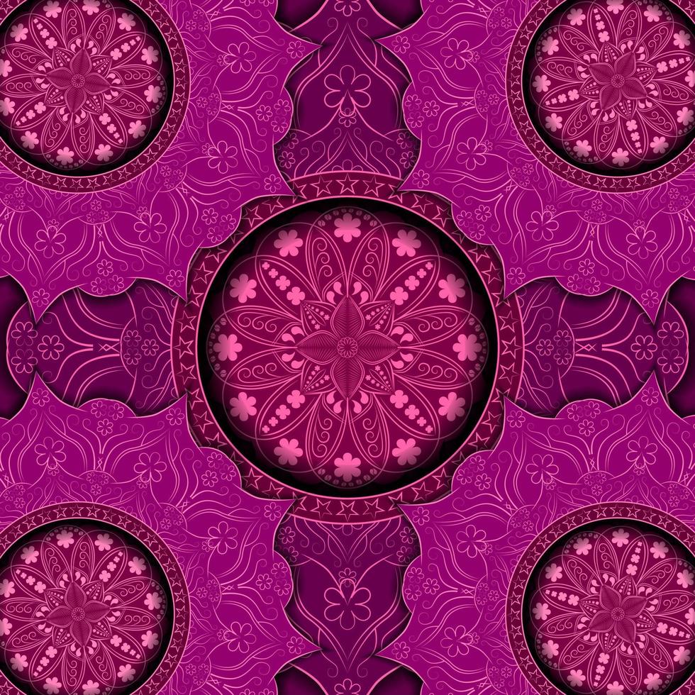 Ethnic floral pattern with vintage mandala elements vector