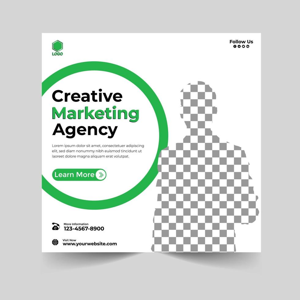 Creative marketing agency and corporate social media post or square banner template design vector