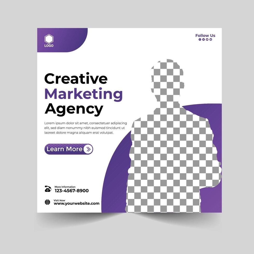 Creative marketing agency and corporate social media post or square banner template design vector