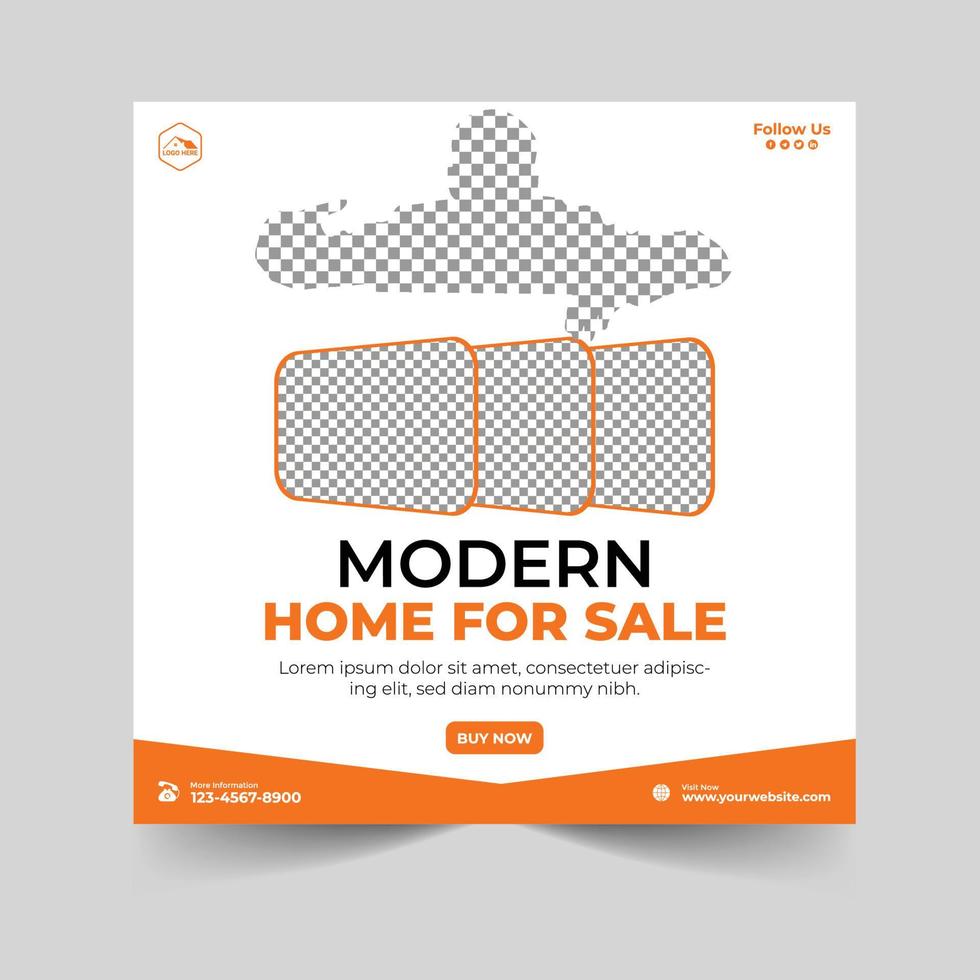 Real estate house property instagram post or social media banner template vector