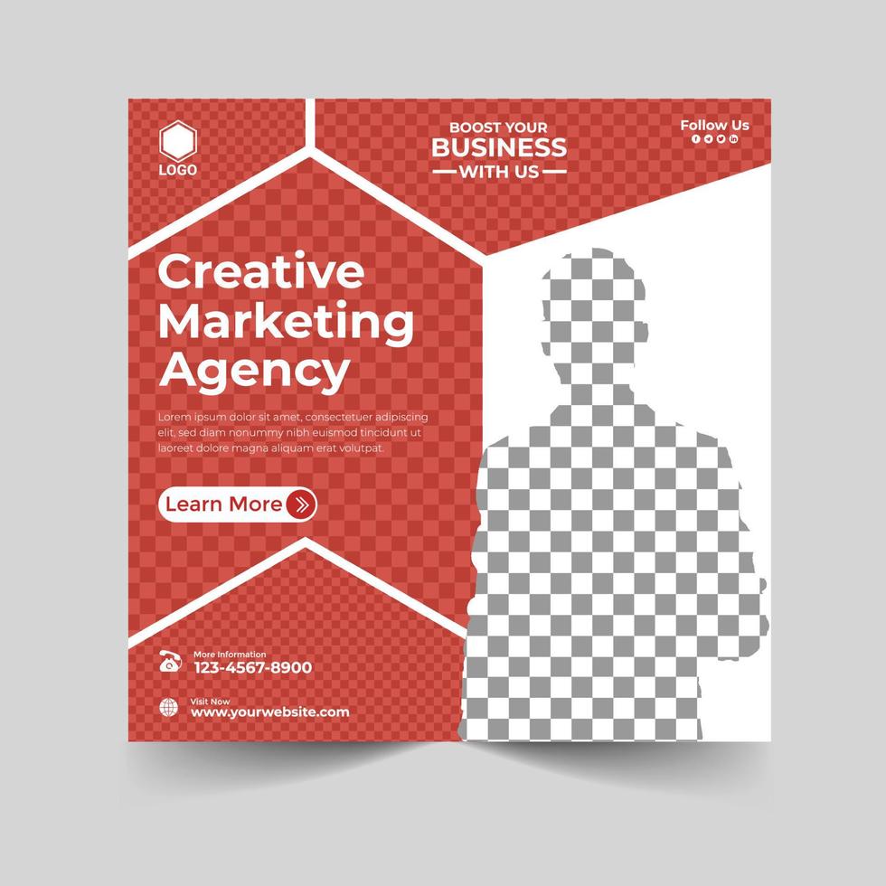 Creative marketing agency and corporate social media post or square banner template design vector
