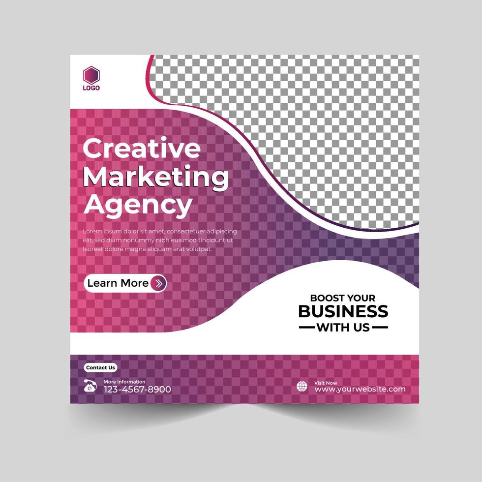 Creative marketing agency and corporate social media post or square banner template design vector