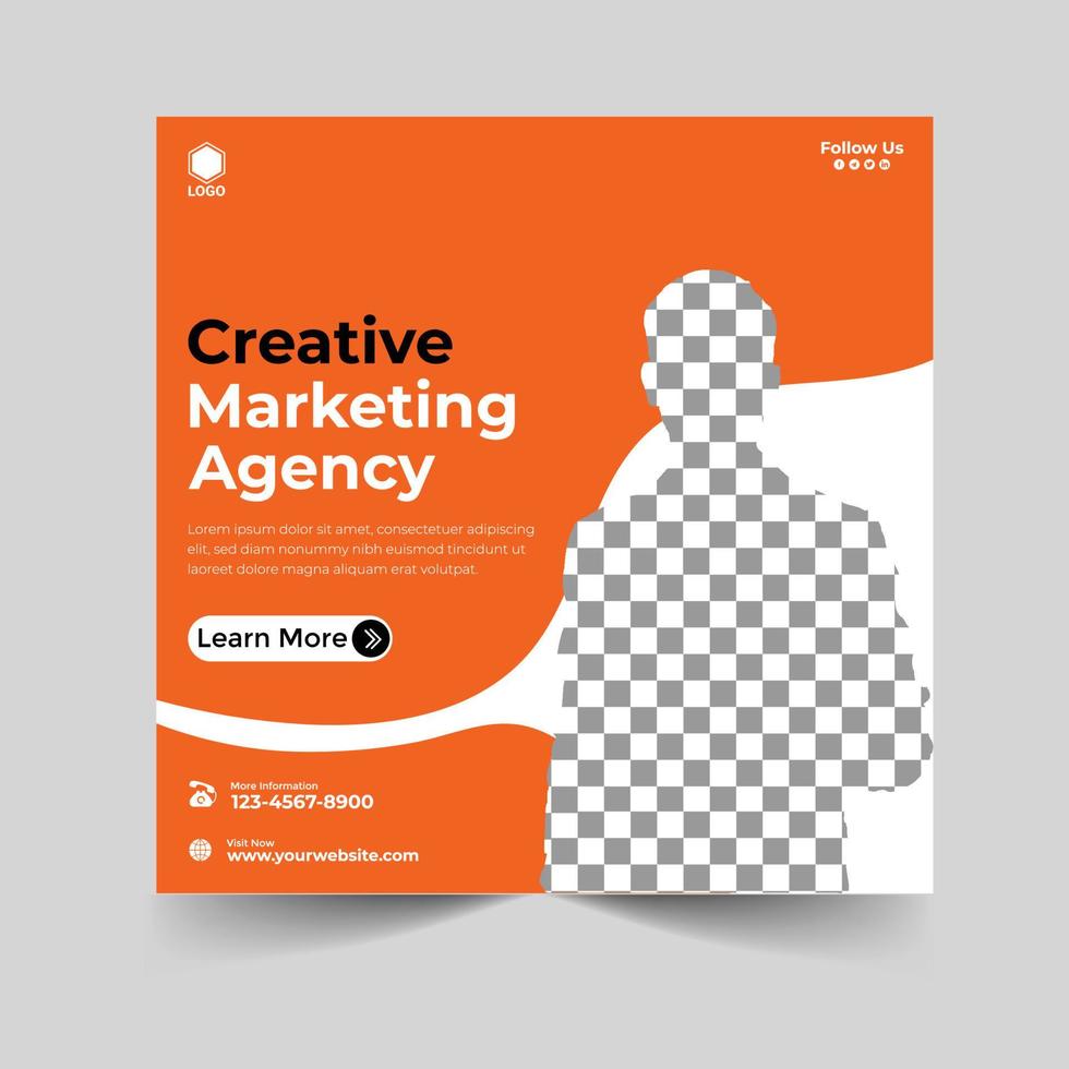Creative marketing agency and corporate social media post or square banner template design vector