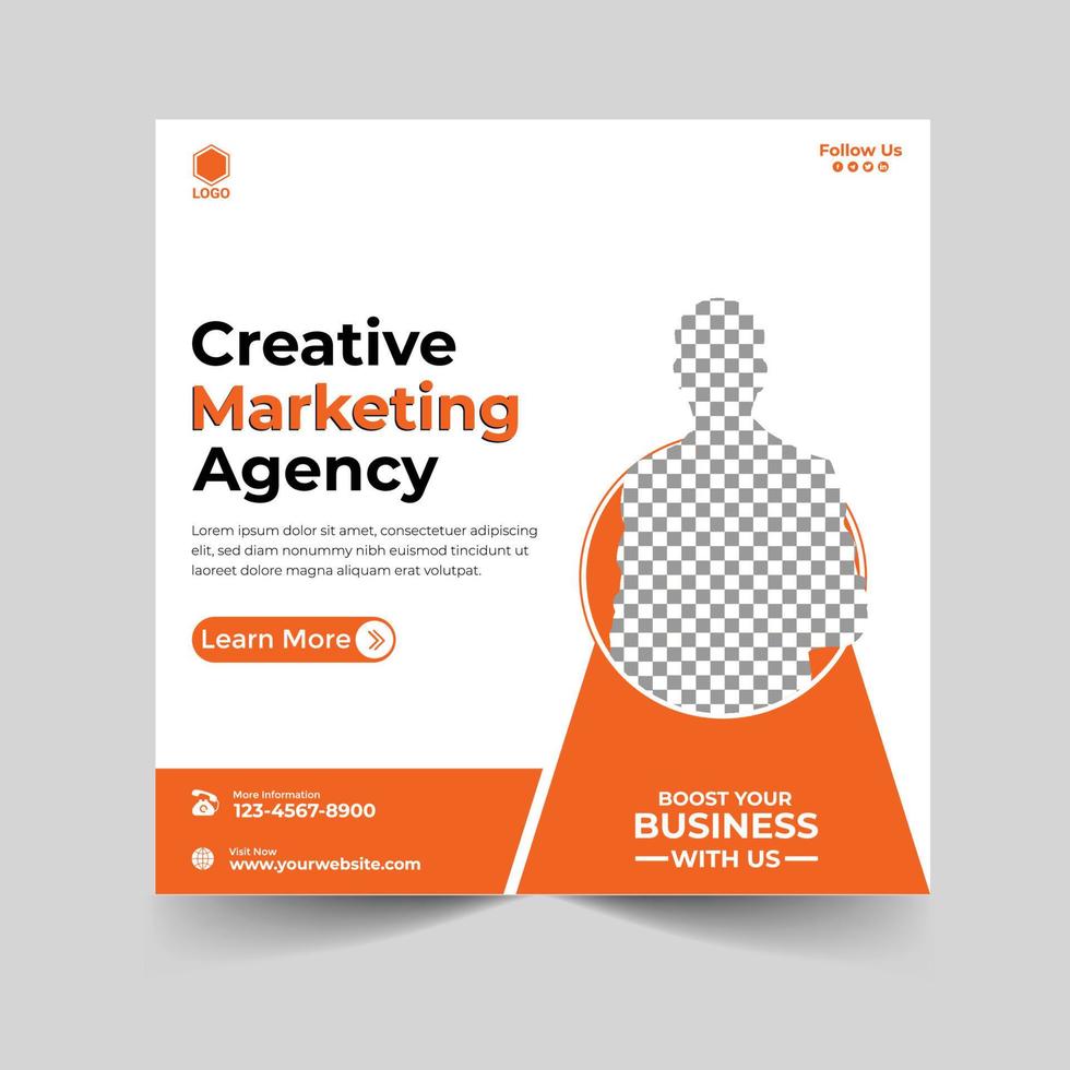 Creative marketing agency and corporate social media post or square banner template design vector