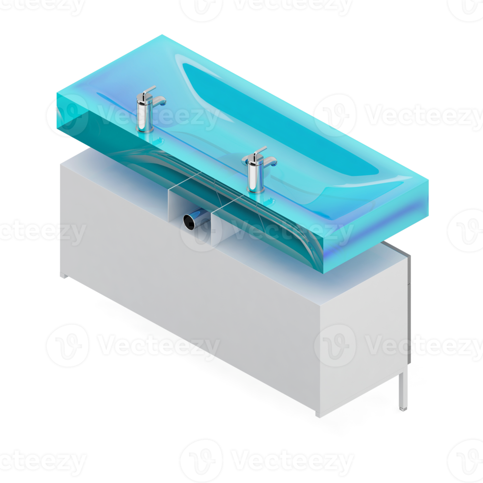 Isometric bathroom items 3D isolated render png