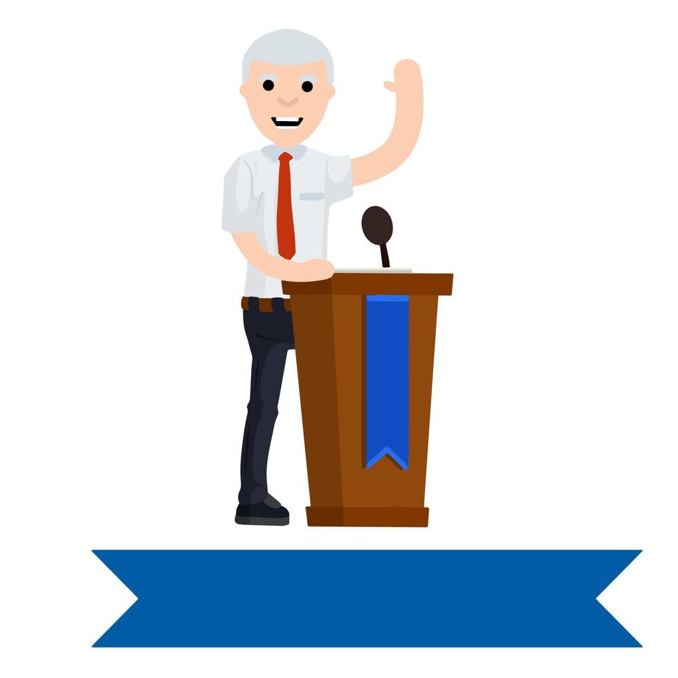 Democratic candidate in the presidential election. Politician is behind the podium. vector