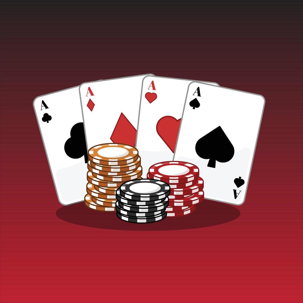 Playing Card and Stack of Casino Chips Illustration vector