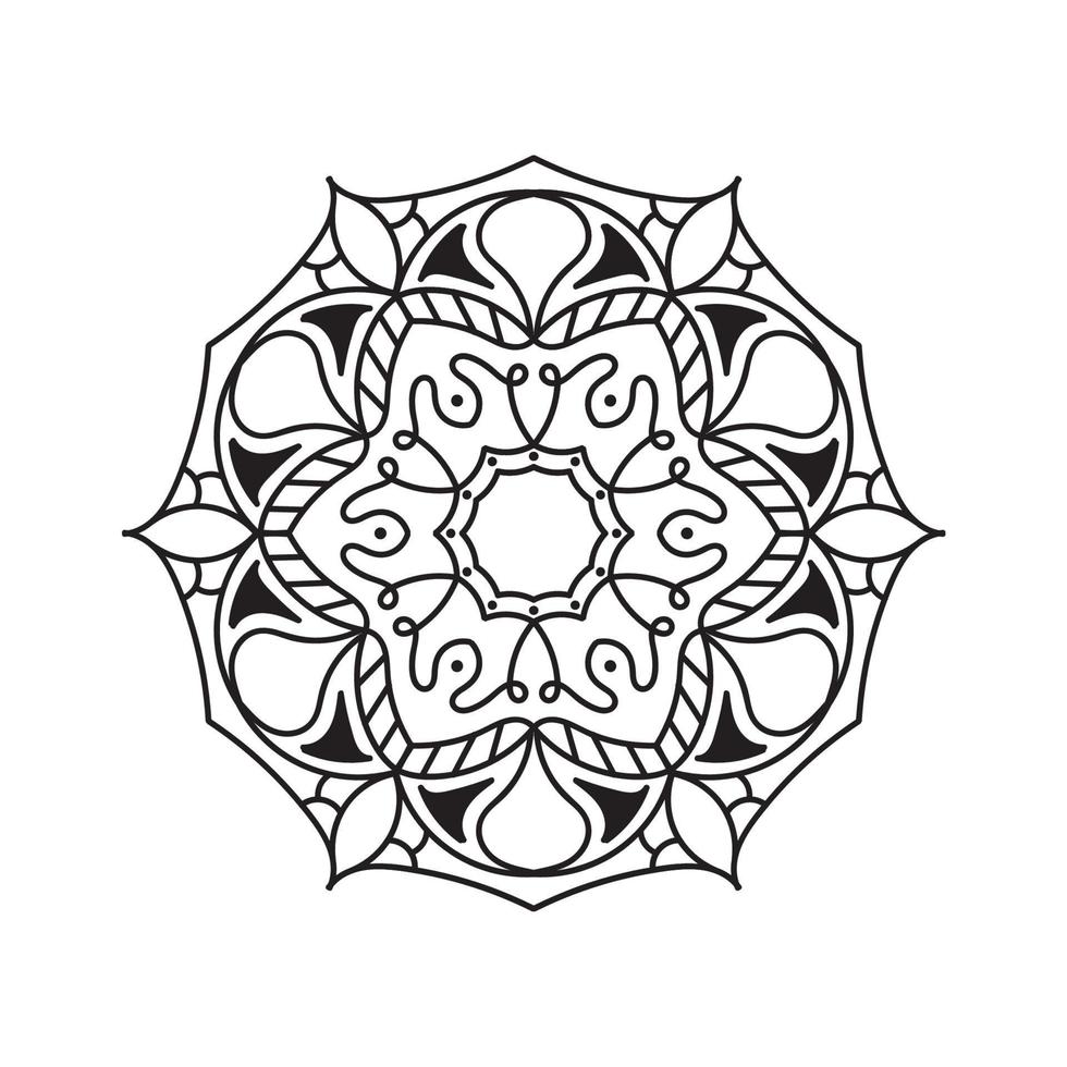 Black and white Simple Mandala flower for coloring book. Vintage decorative elements vector