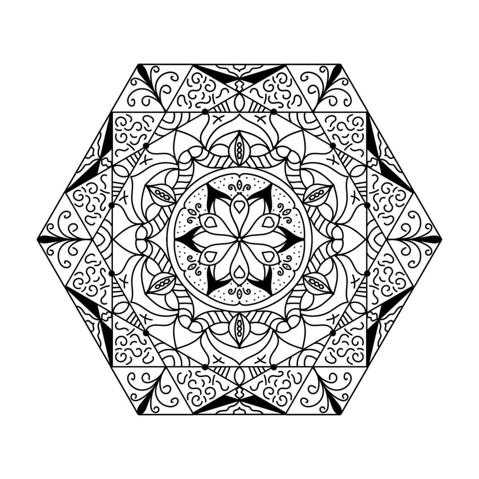 flor de mandala simple en blanco y negro para colorear libro. elementos decorativos antiguos. Ilustración de vector de patrón oriental.