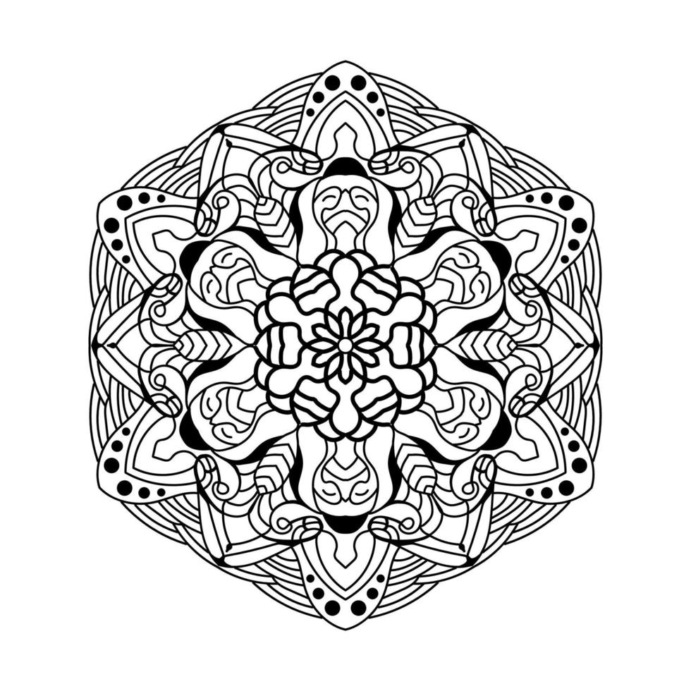 flor de mandala simple en blanco y negro para colorear libro. elementos tivos. patrón oriental, ilustración vectorial. islámica, arábica, india, marroquíes, española, vector