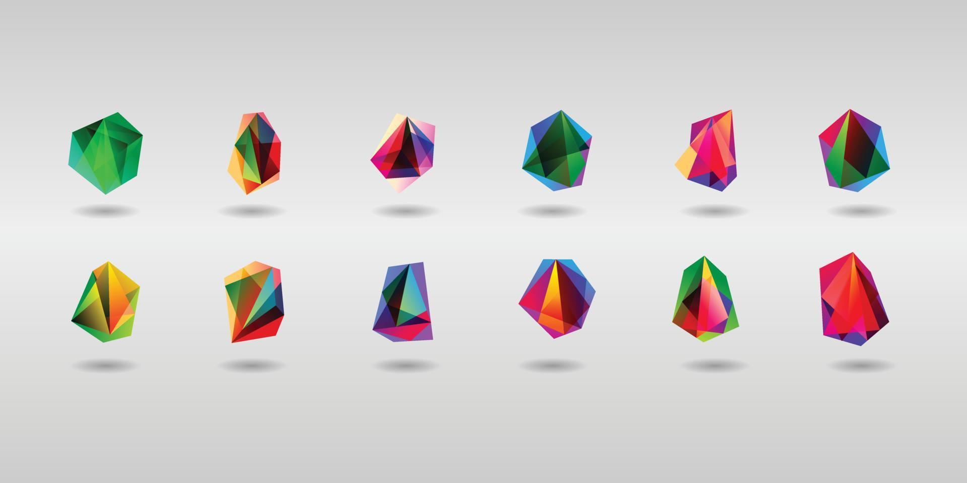 Set of gemstone crystal logo icon design template. vector