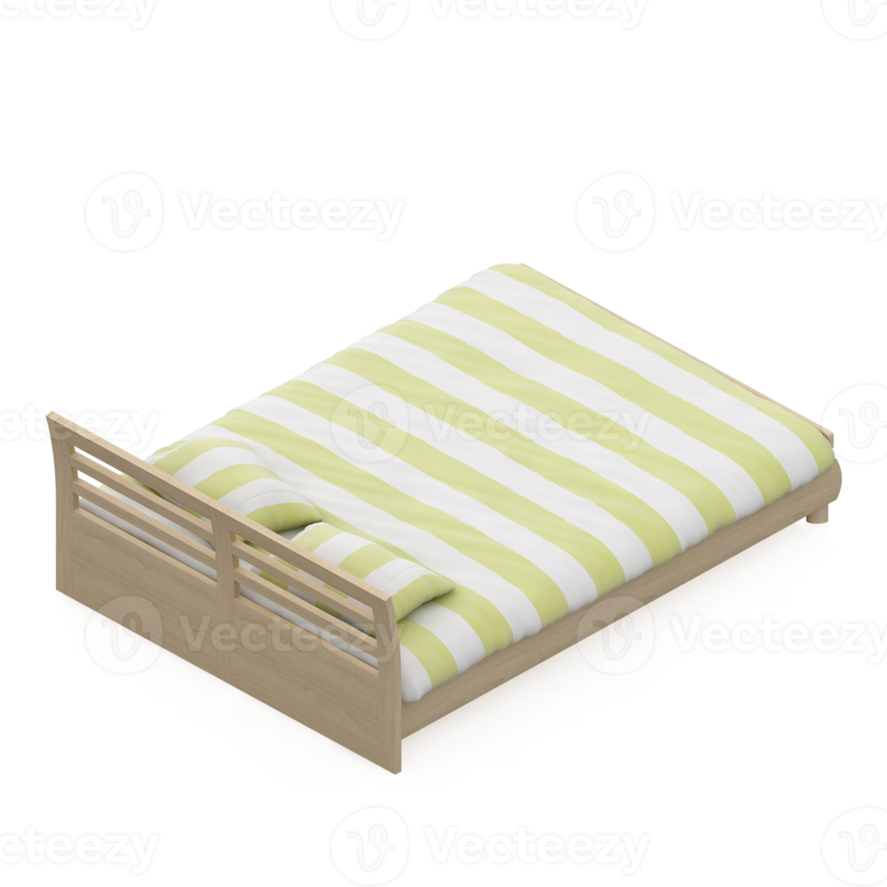 Isometric Bedroom 3D render png