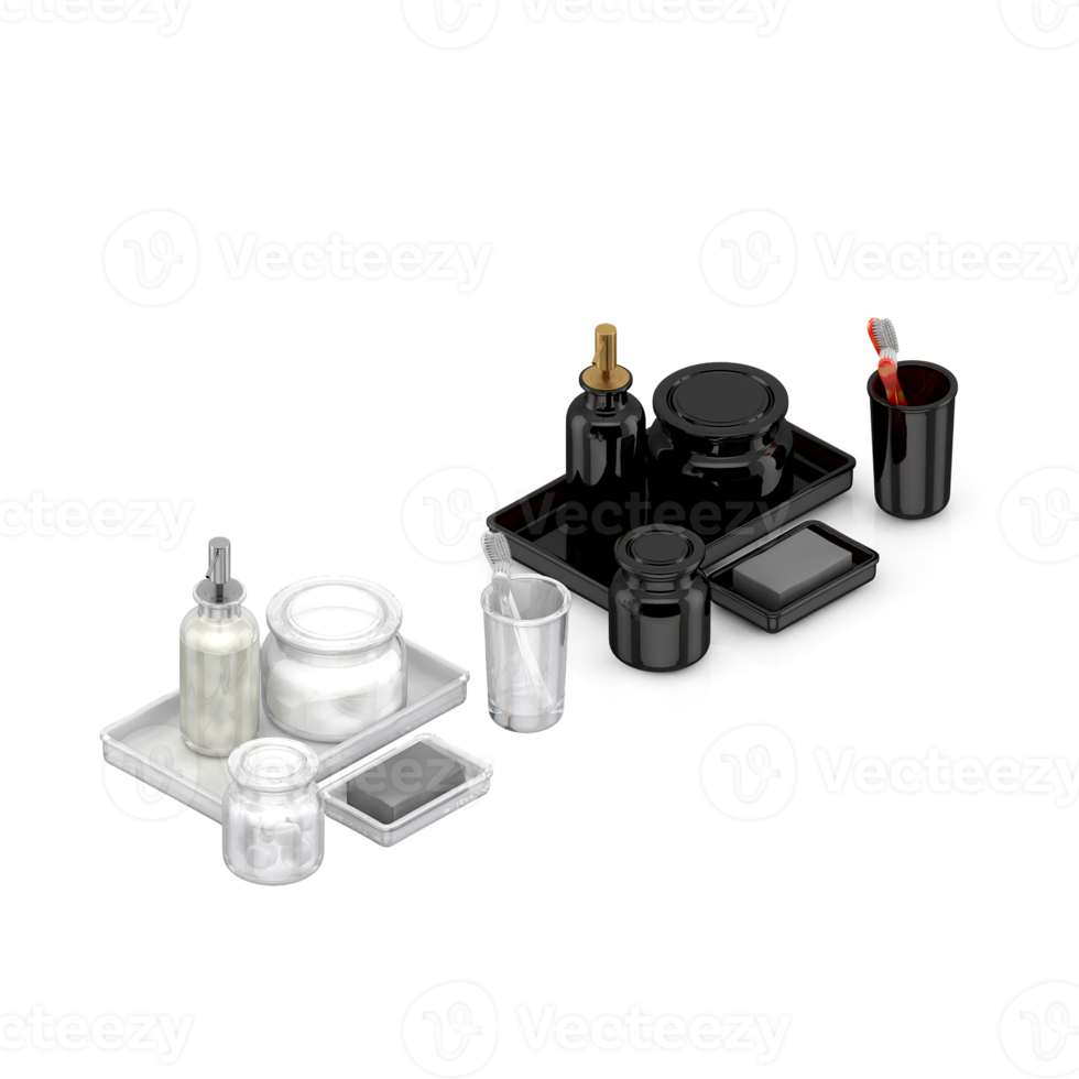 isometrische badezimmerartikel 3d isoliert rendern png