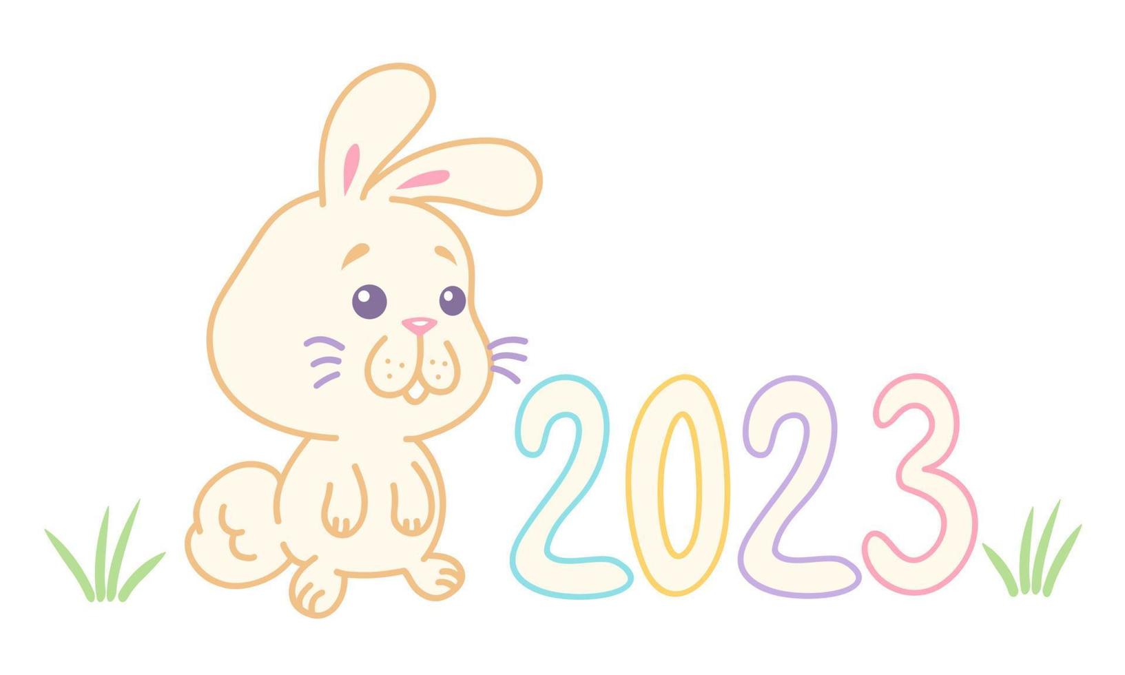 Vector illustration of a rabbit for new year 2023