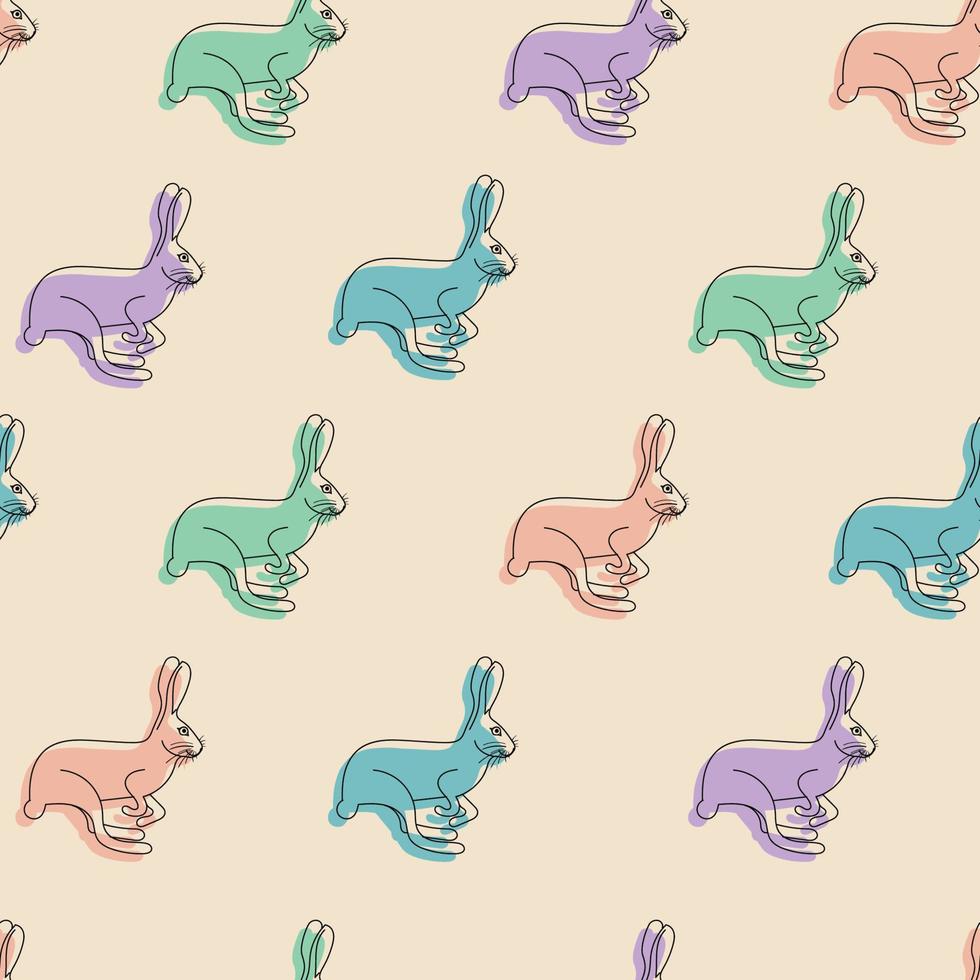 Vector color pattern of hares, rabbits or bunny on the background.