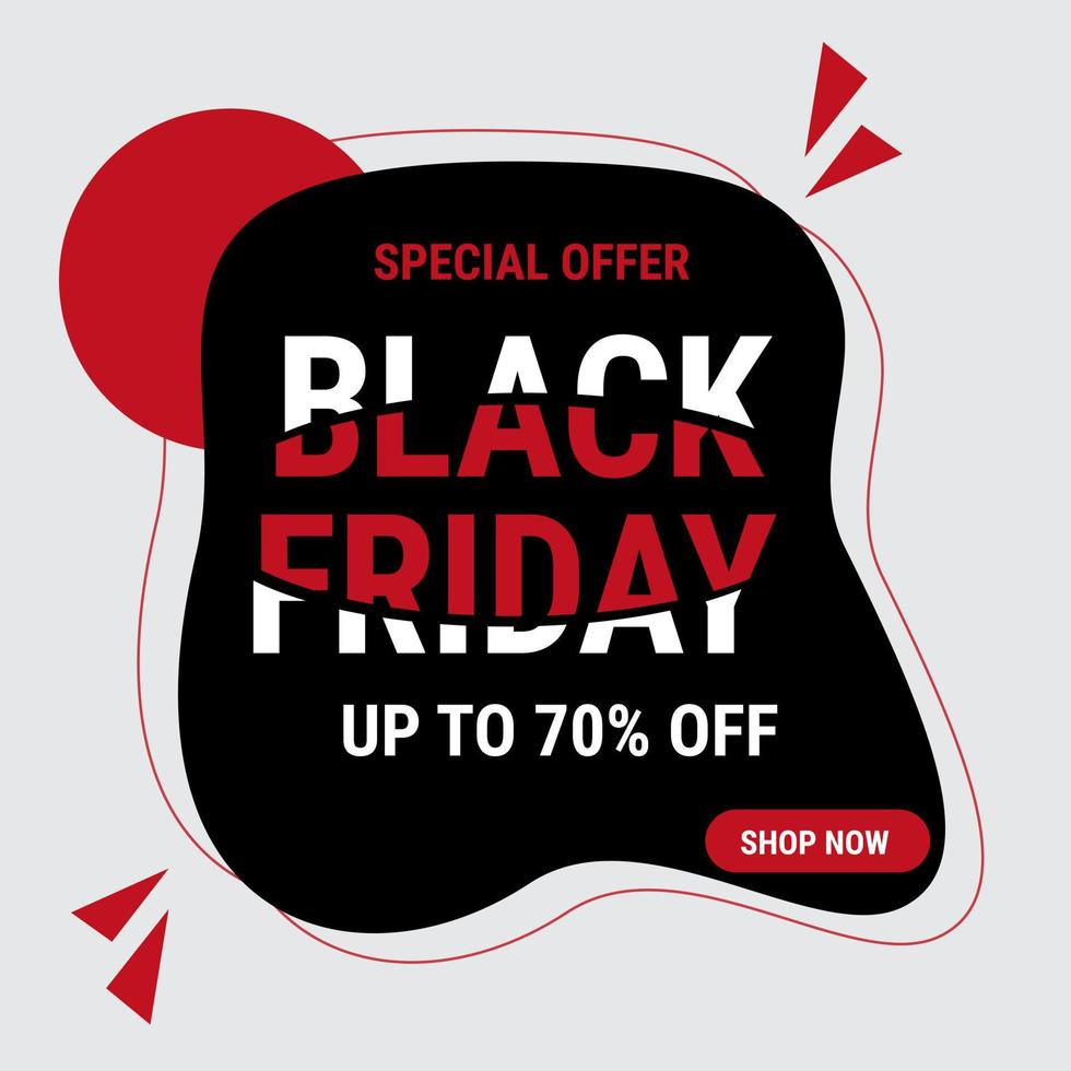 Black Friday Sale square banner template for social media posts, mobile apps, banners design, web or internet ads. Trendy abstract square template with geometric shape. Eps10 Vector Illustration