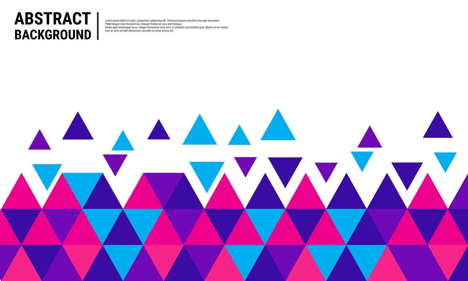 template with colorful triangle pattern at each corner position with white space. Modern geometric background for business or corporate presentations. Eps10 Vector