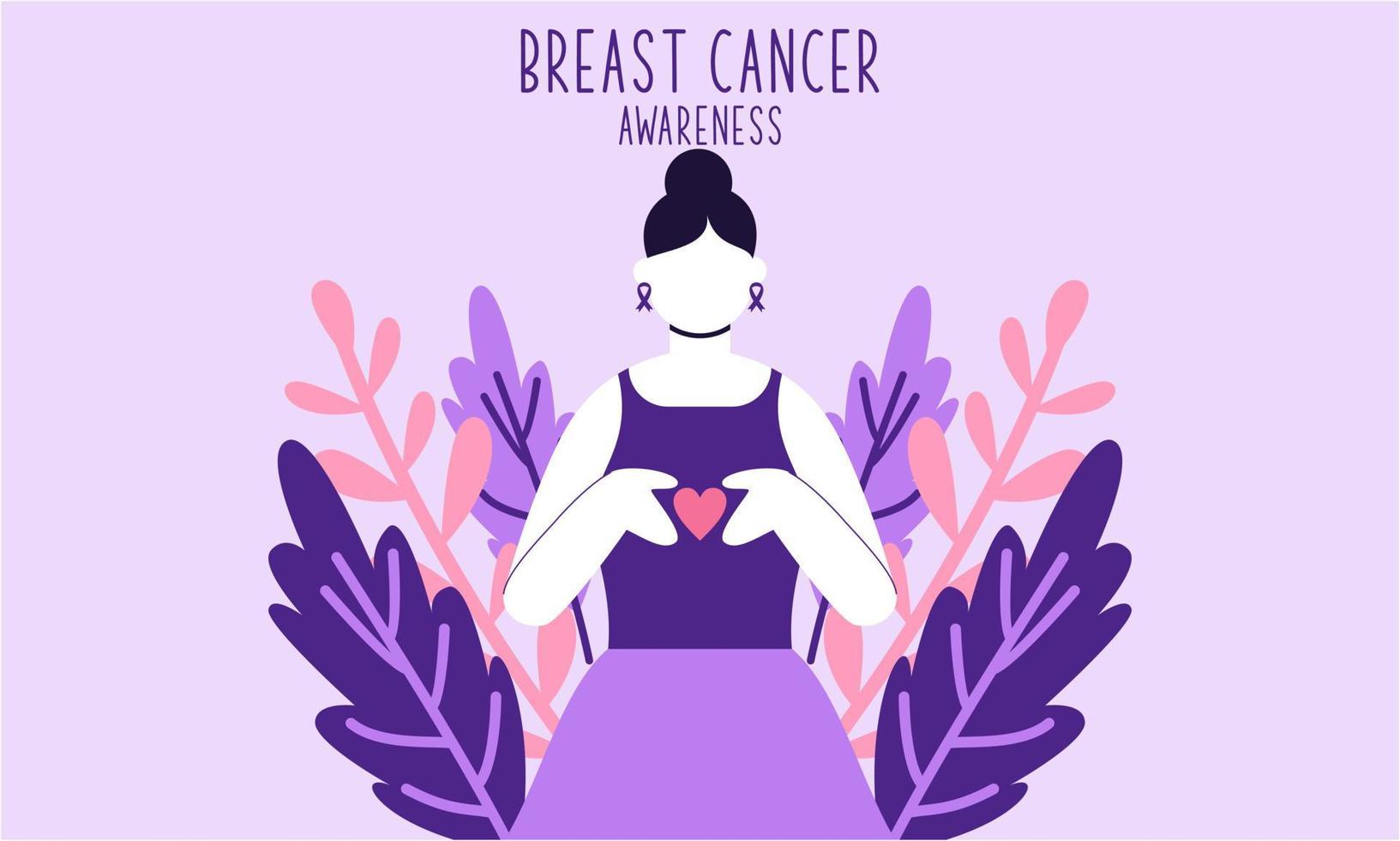 Breast cancer awareness with ribbon and illustration logo vector