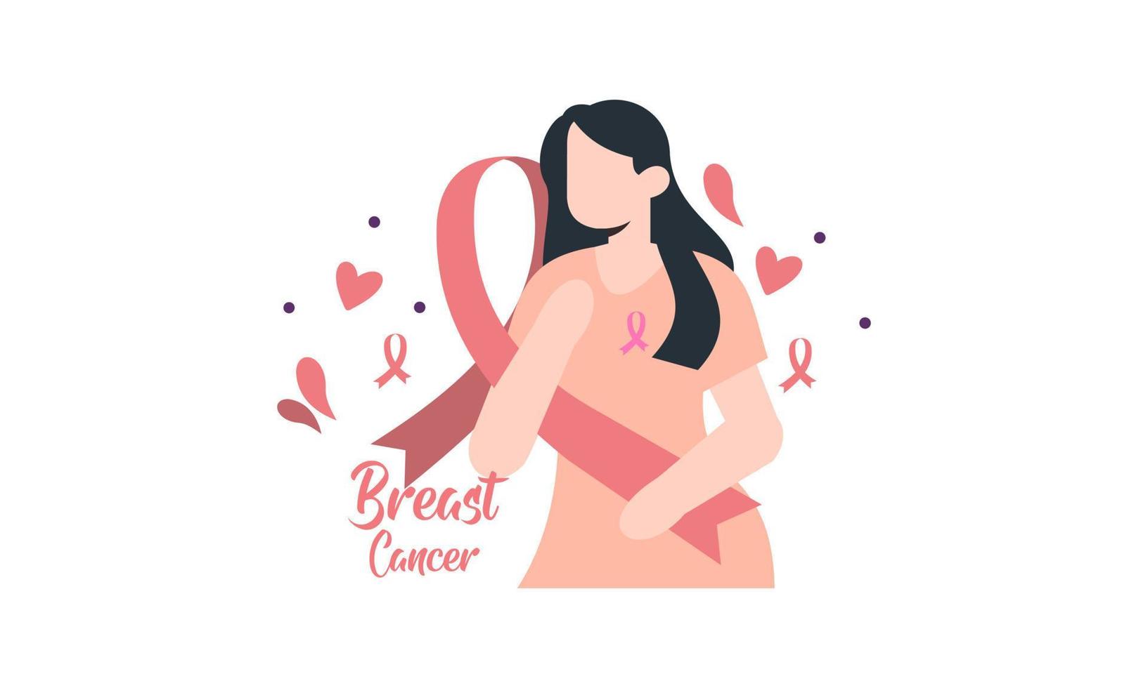 conciencia del cáncer de mama con cinta y logotipo de ilustración vector