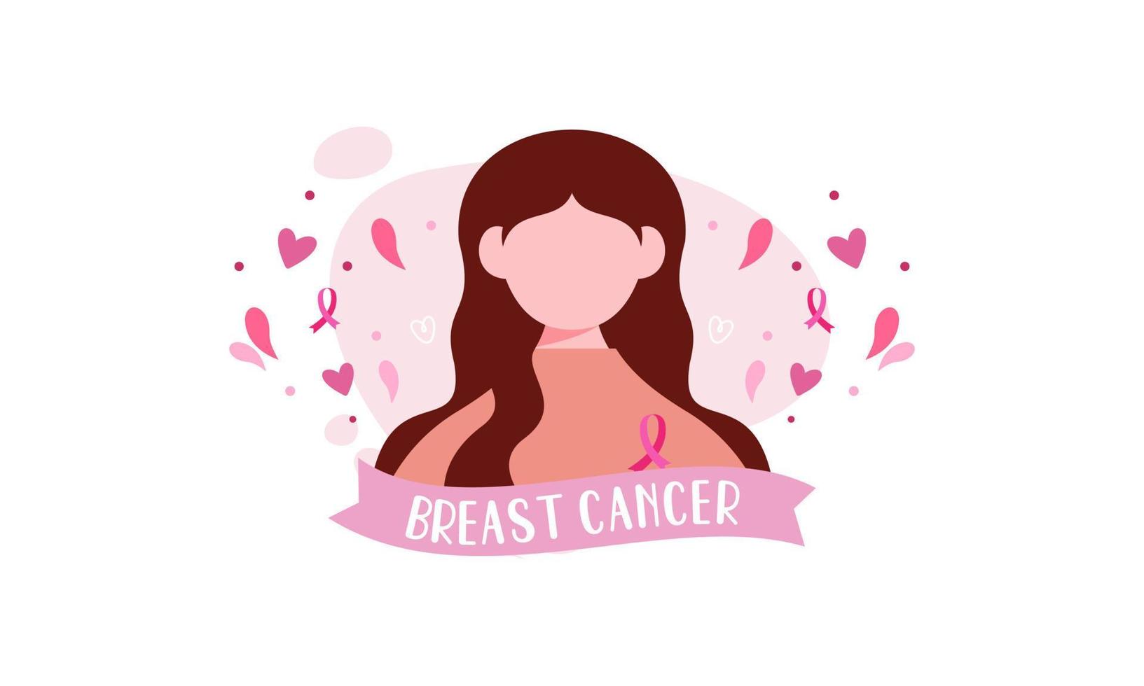 Breast cancer awareness with ribbon and illustration logo vector