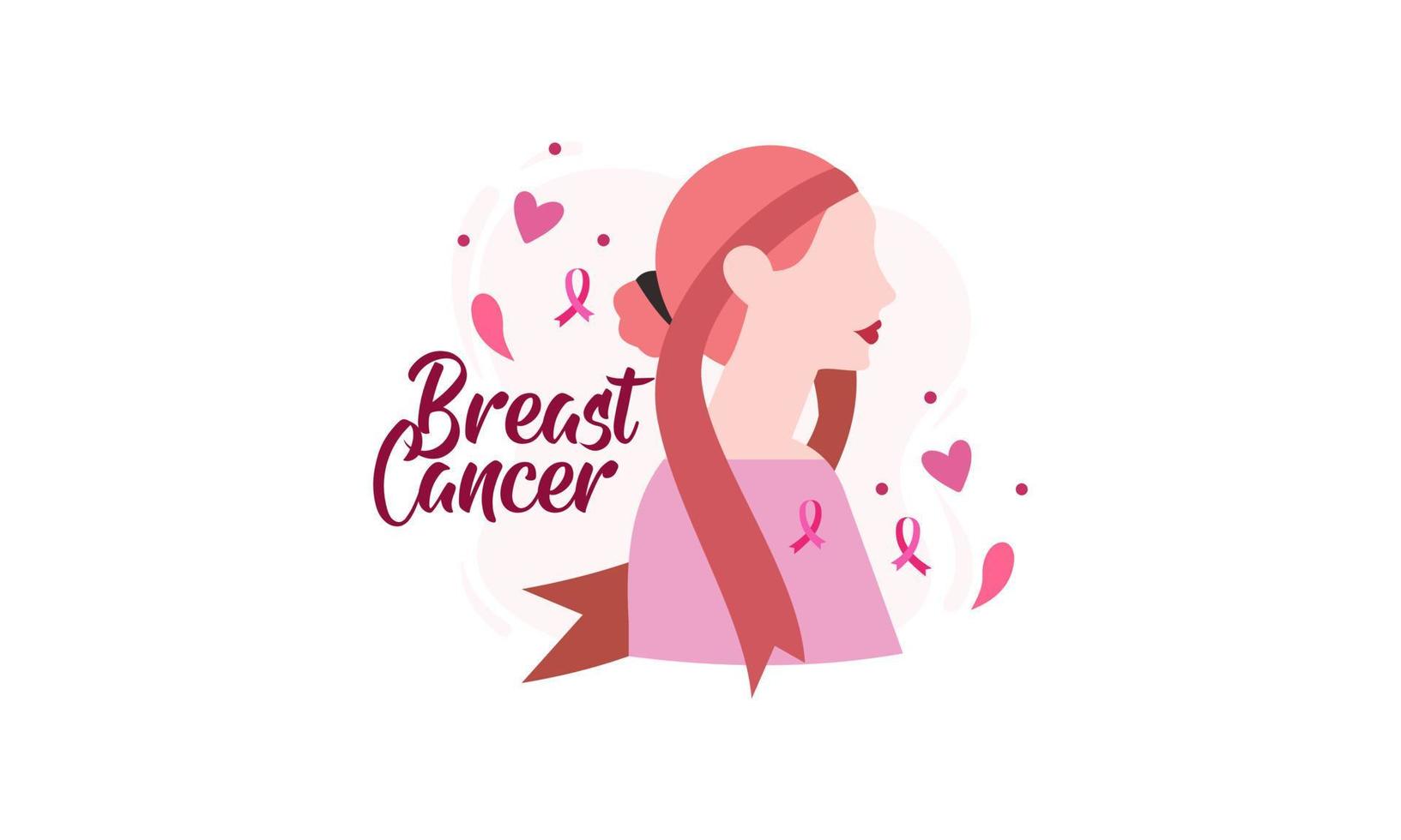 Breast cancer awareness with ribbon and illustration logo vector