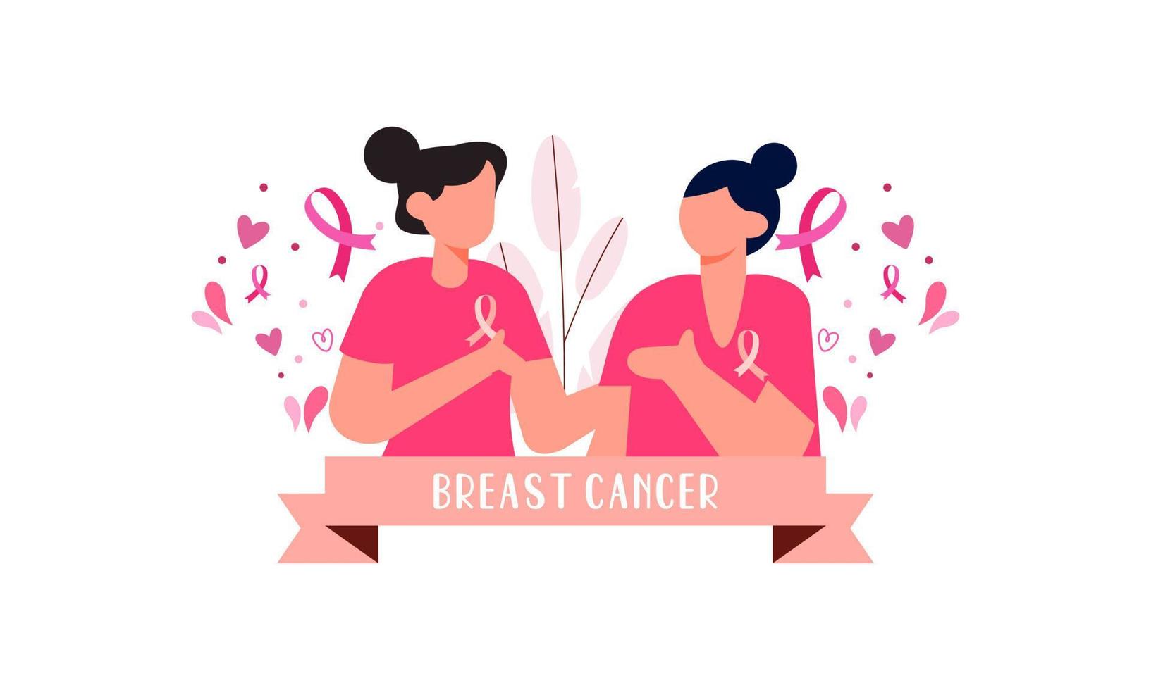 Breast cancer awareness with ribbon and illustration logo vector