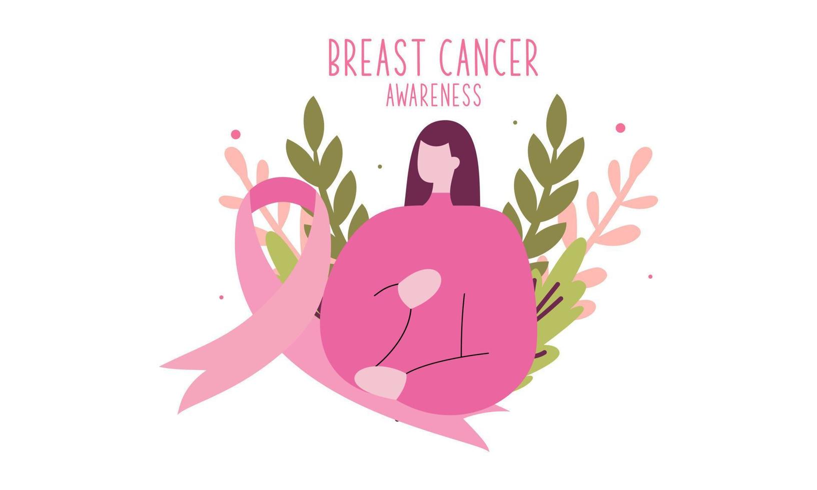 conciencia del cáncer de mama con cinta y logotipo de ilustración vector