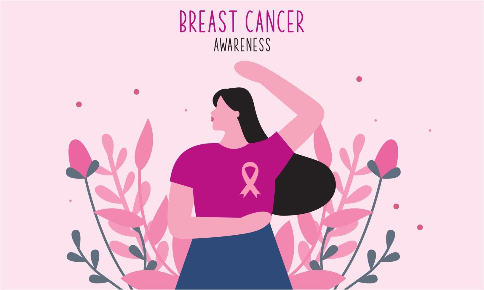 conciencia del cáncer de mama con cinta y logotipo de ilustración vector