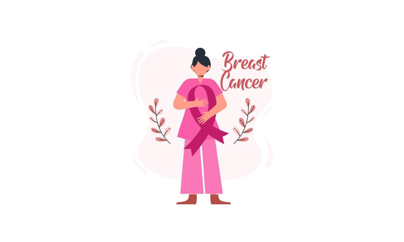 Breast cancer awareness with ribbon and illustration logo vector