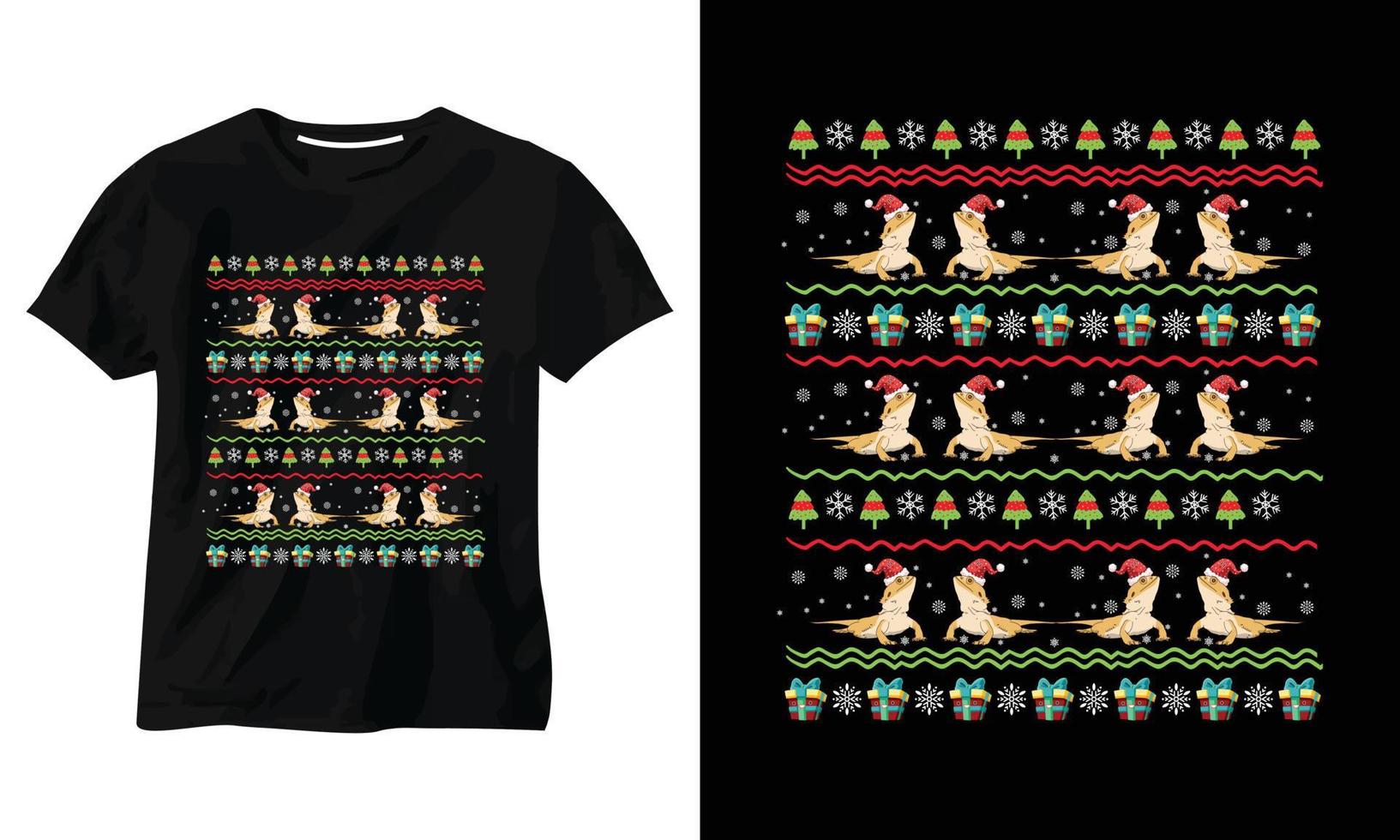diseño de camiseta navideña de dragón barbudo vector