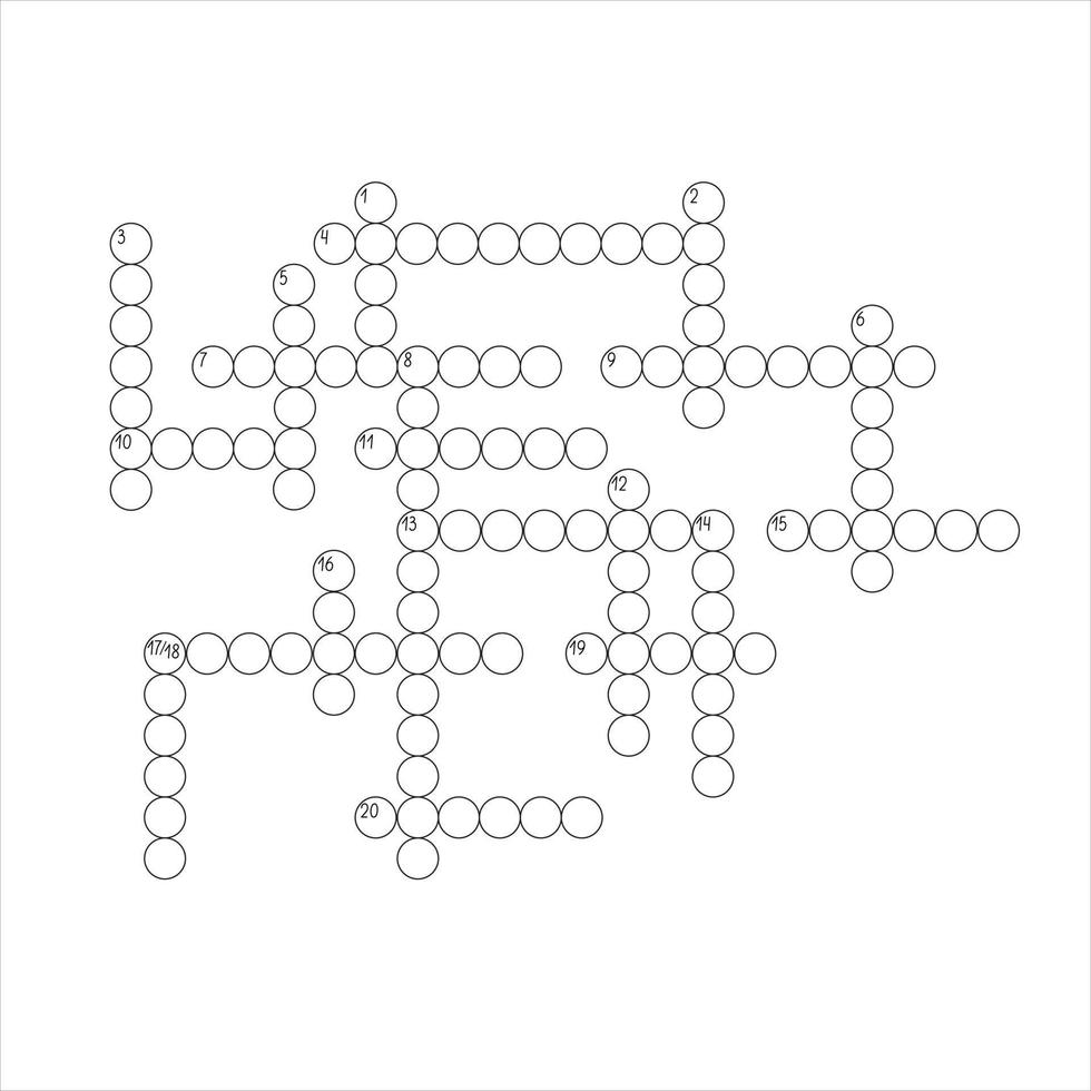 Blank crossword puzzle grid empty template round circles to fill in