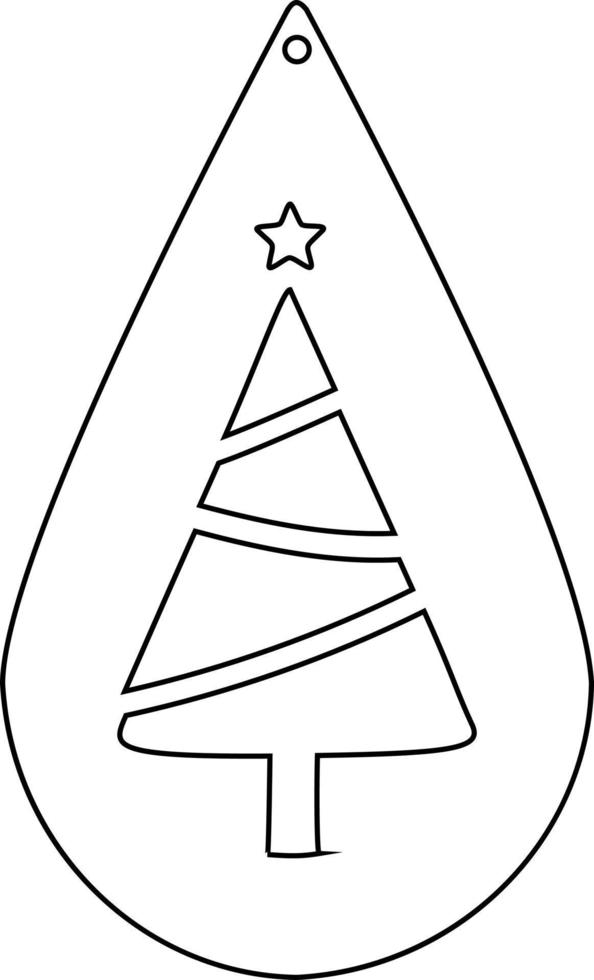 Christmas tree in a frame drawn with a line. vector