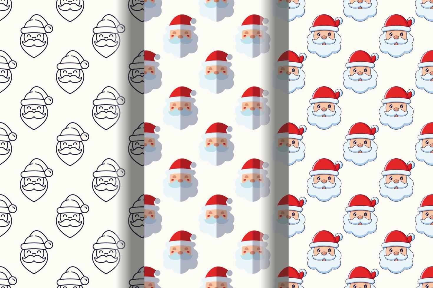 Set of vivid seamless patterns of Santa Claus for printing and wrapping vector