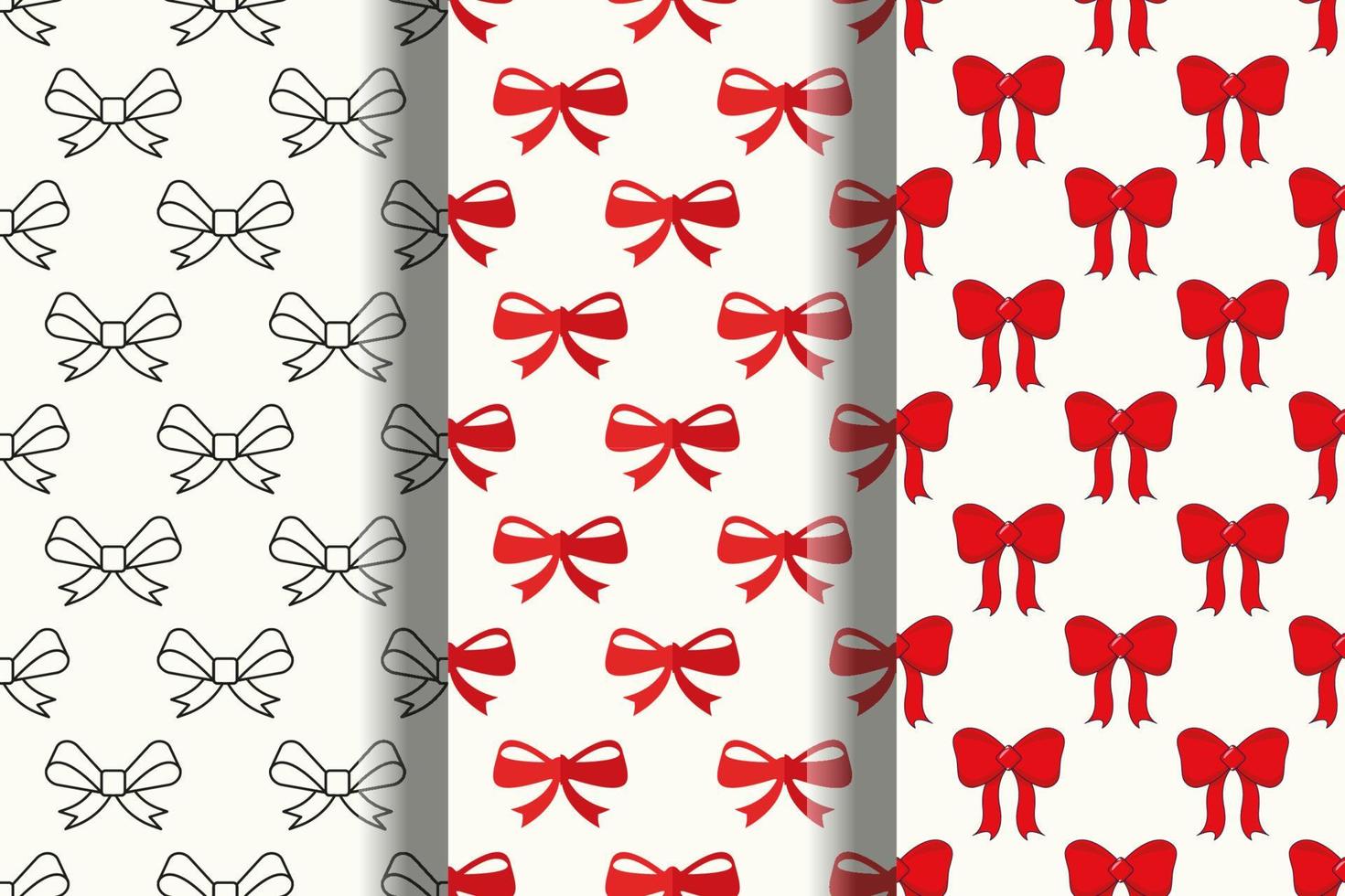 Collection of vibrant seamless vector patterns of bow for web sites and printing