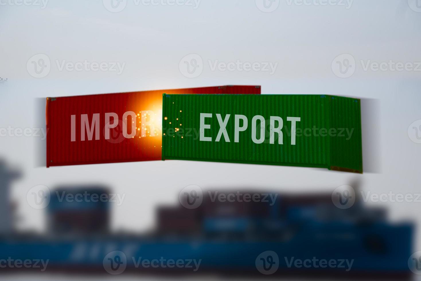 Container import and export business logistic industry commerce transport economy concept. photo